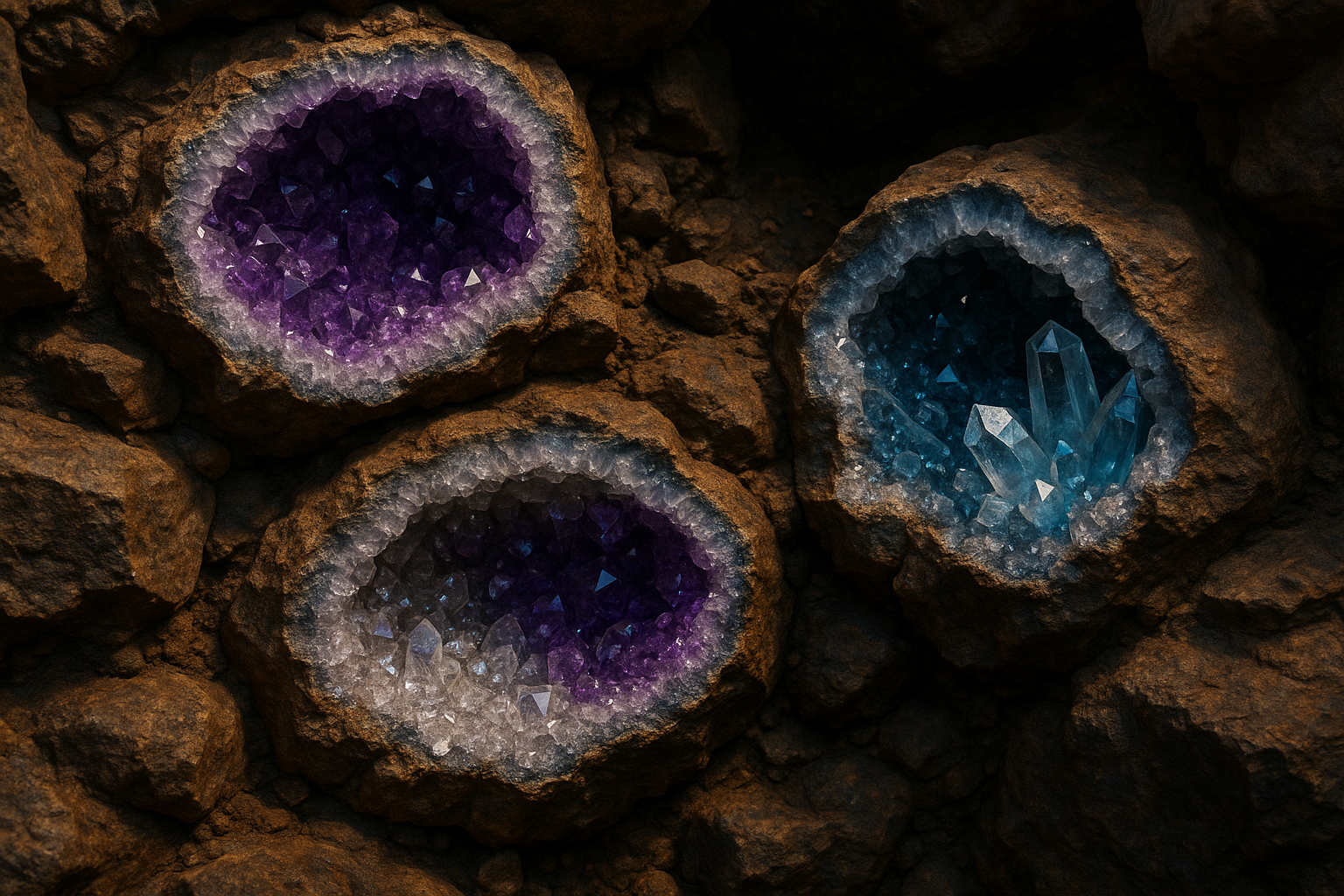 crystal geodes in the earth  